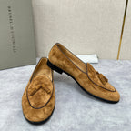 Grauer Wildleder-Quastenloafer – Herren