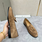 Beige Wildleder Quasten-Loafer – Herren