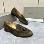 Grauer Wildleder-Quastenloafer – Herren
