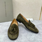Grauer Wildleder-Quastenloafer – Herren
