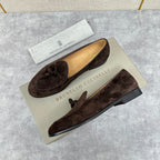 Beige Wildleder Quasten-Loafer – Herren