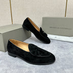 Grauer Wildleder-Quastenloafer – Herren