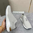 Grauer gesteppter Socken-Sneaker aus Strick – Herren