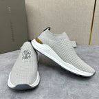 Grauer gesteppter Socken-Sneaker aus Strick – Herren