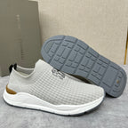 Grauer gesteppter Socken-Sneaker aus Strick – Herren