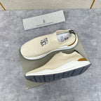 Cream Knit Quilted Sock Runner - Men's