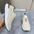 Cream Knit Quilted Sock Runner - Men's