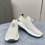 Cream Knit Quilted Sock Runner - Men's