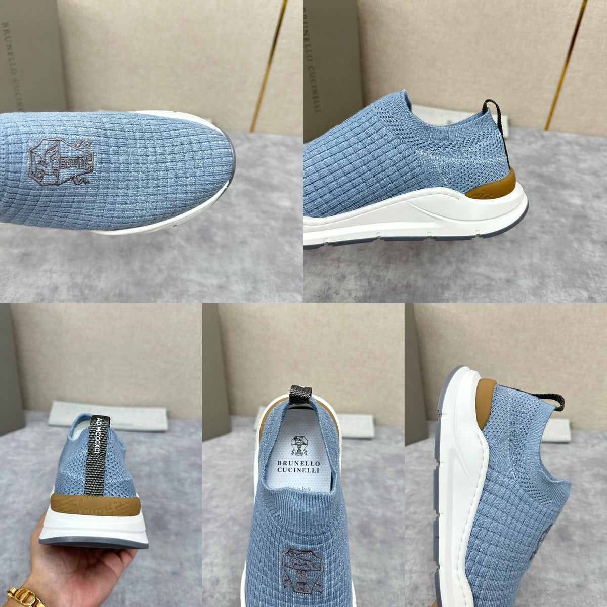 Cream Knit Quilted Sock Runner - Men's