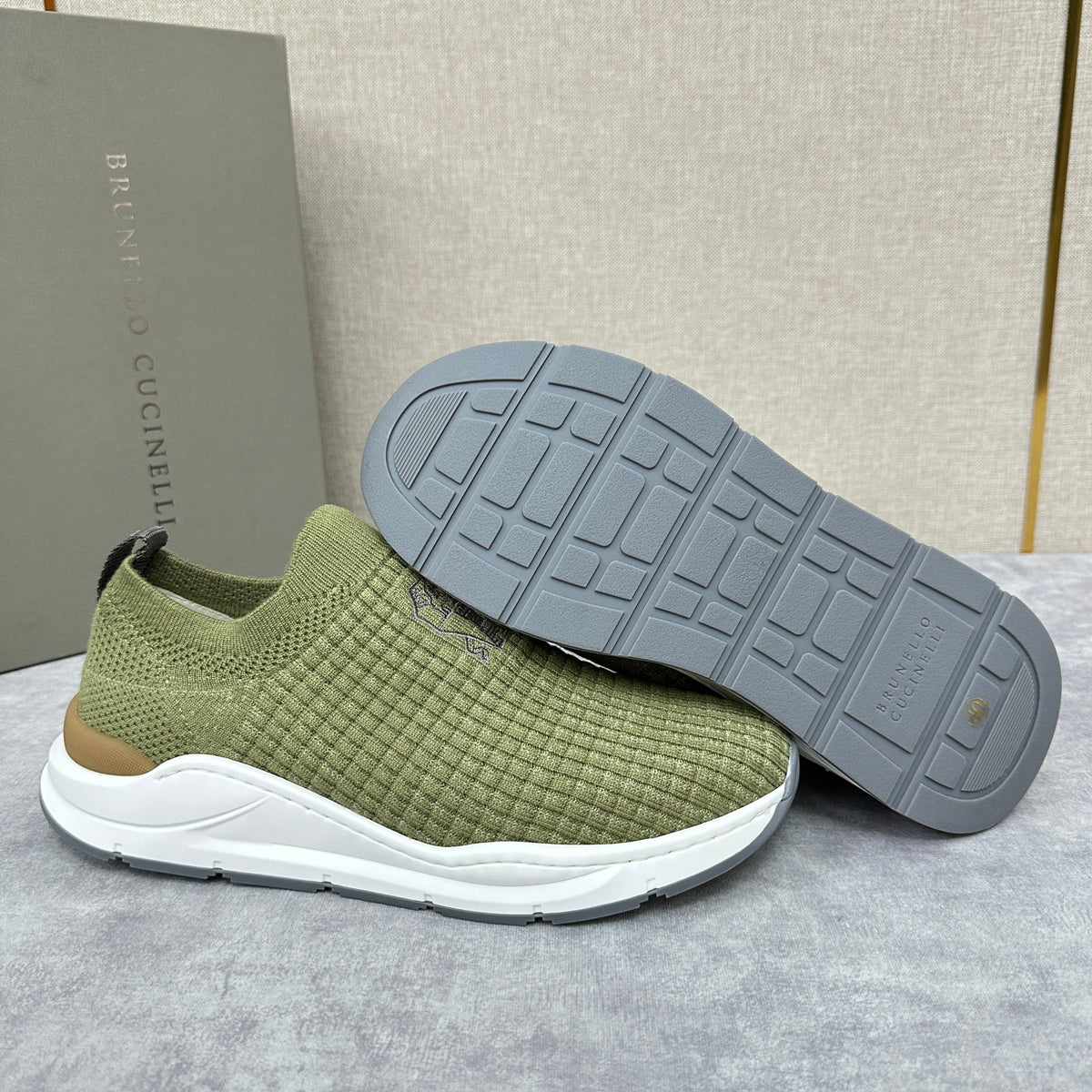 Cream Knit Quilted Sock Runner - Men's