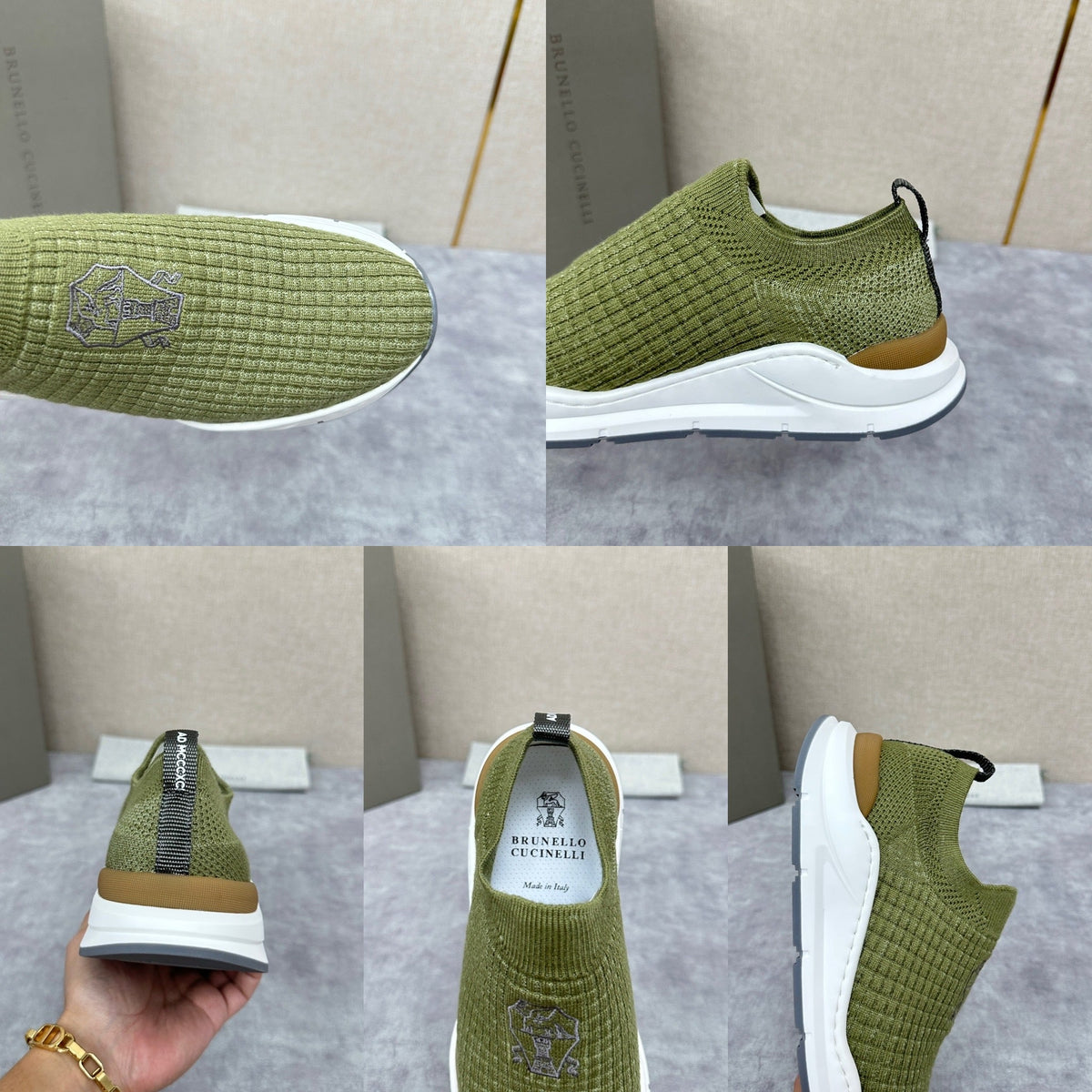Cream Knit Quilted Sock Runner - Men's