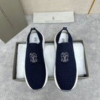 Grauer gesteppter Socken-Sneaker aus Strick – Herren