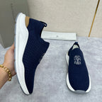 Grauer gesteppter Socken-Sneaker aus Strick – Herren