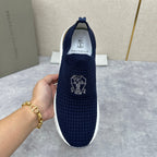 Grauer gesteppter Socken-Sneaker aus Strick – Herren