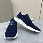 Grauer gesteppter Socken-Sneaker aus Strick – Herren