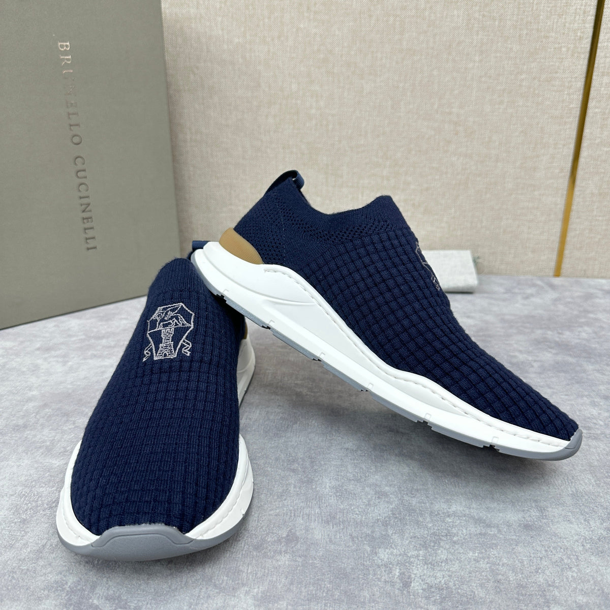 Grauer gesteppter Socken-Sneaker aus Strick – Herren