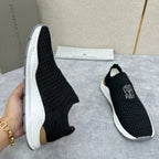 Grauer gesteppter Socken-Sneaker aus Strick – Herren