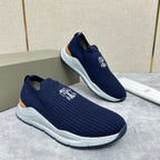 Cream Knit Quilted Sock Runner - Men's