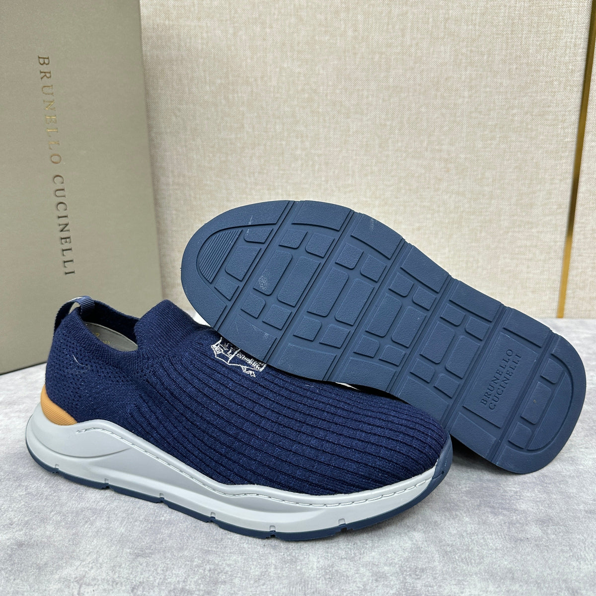 Cream Knit Quilted Sock Runner - Men's