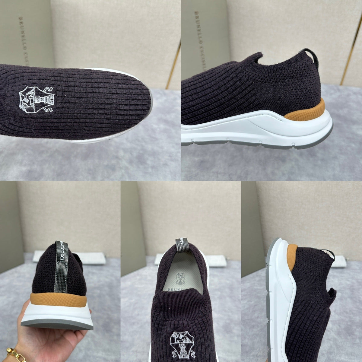 Cream Knit Quilted Sock Runner - Men's