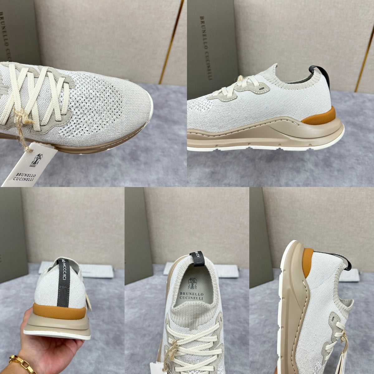 Cremefarbener Strick-Runner mit Kontrastsohle – Herren