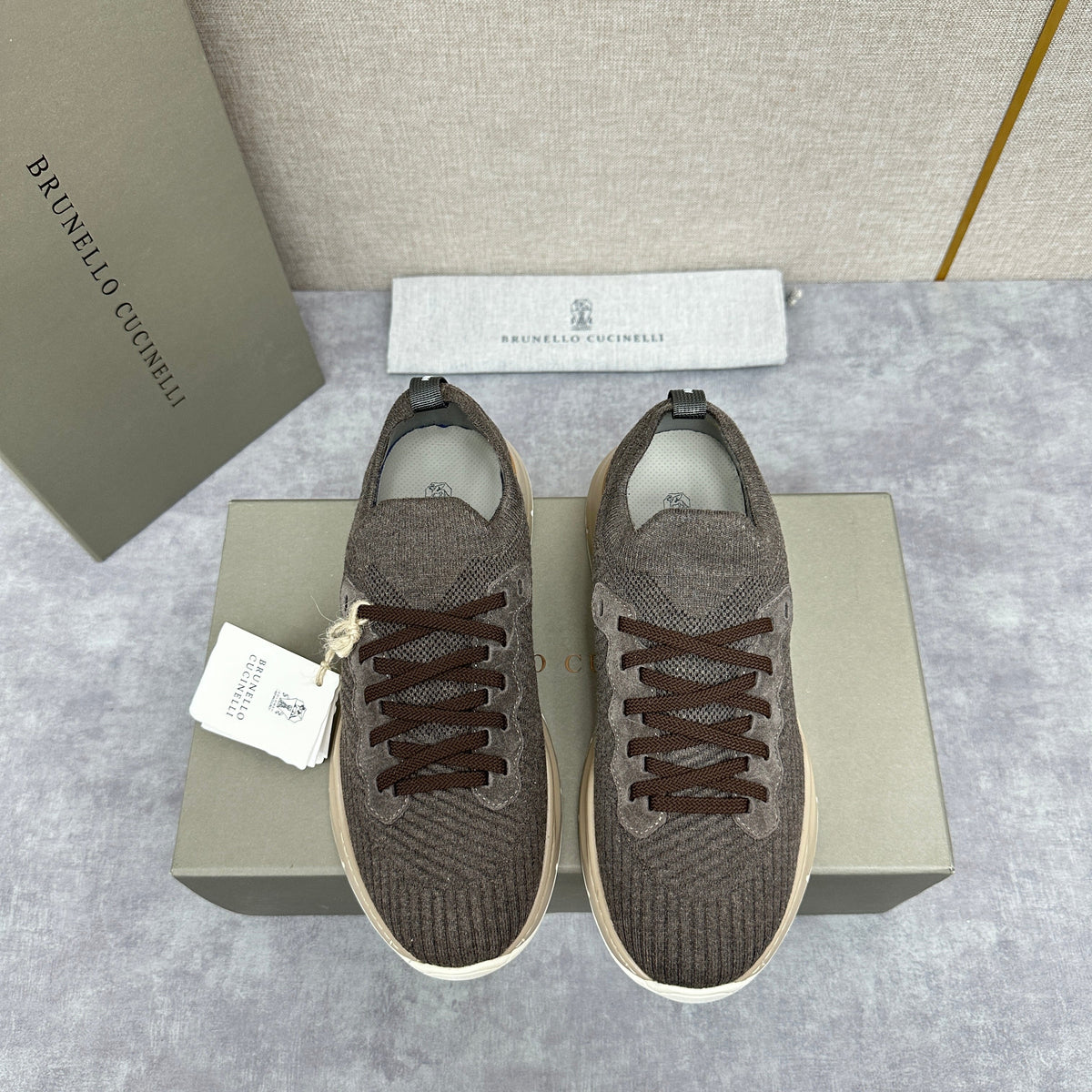 Grey Knit Chunky Sole Runner - Men's