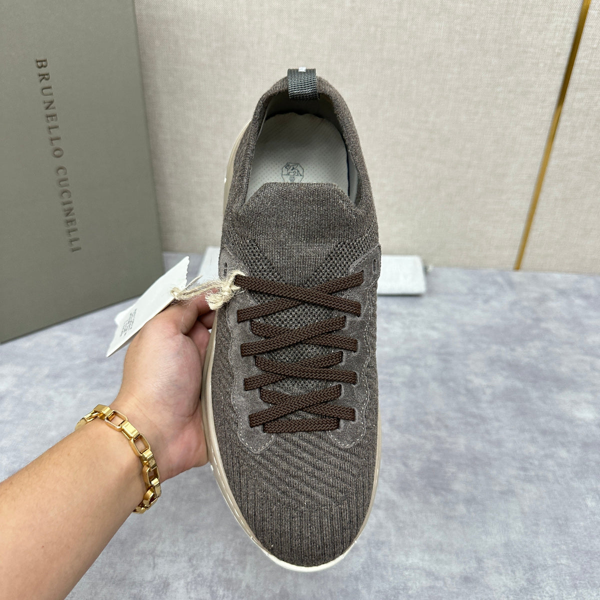 Grey Knit Chunky Sole Runner - Men's