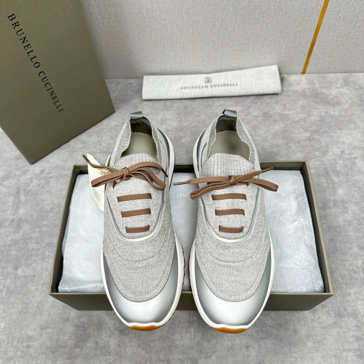 Cream Knit Lug-Sole Runner - Men's