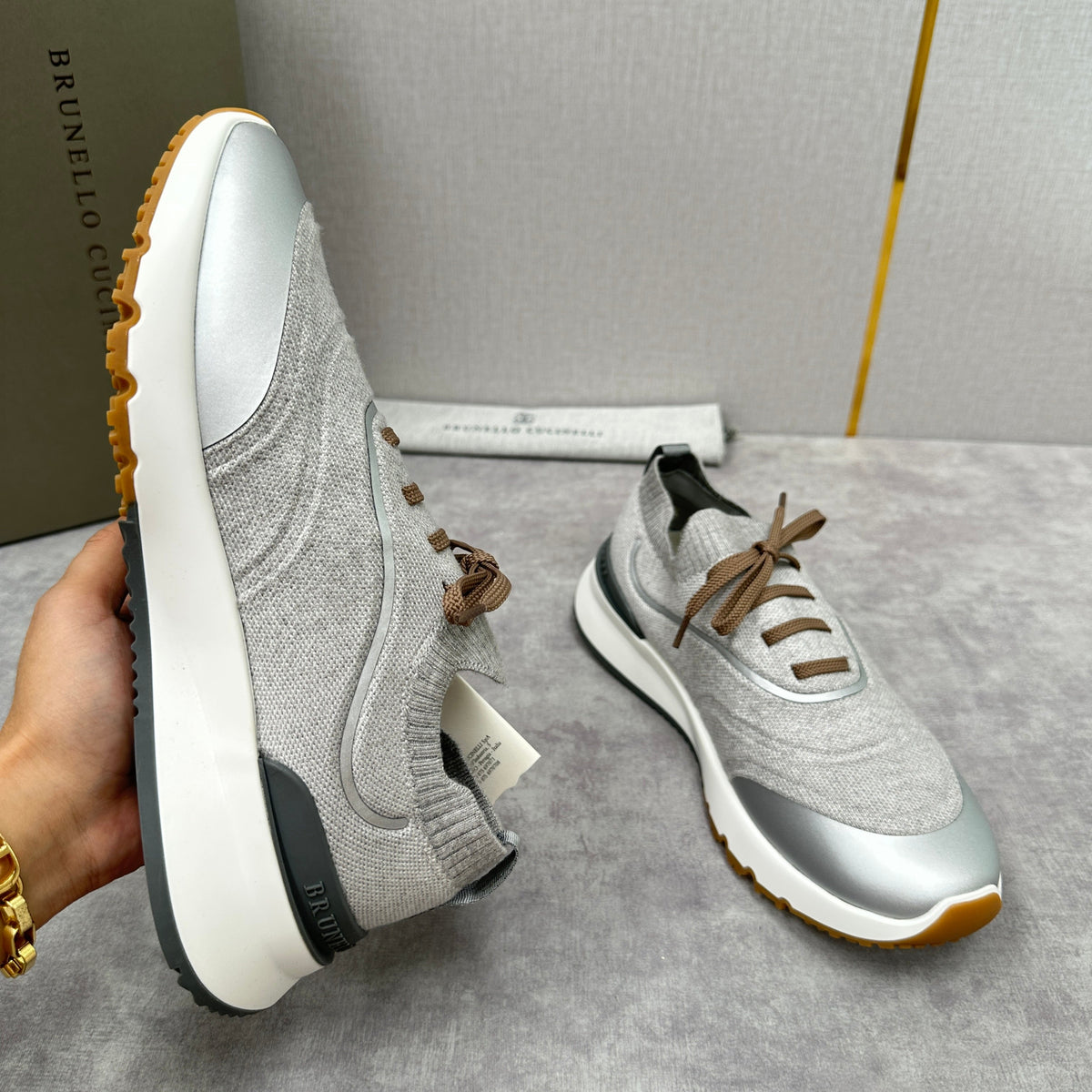 Cream Knit Lug-Sole Runner - Men's