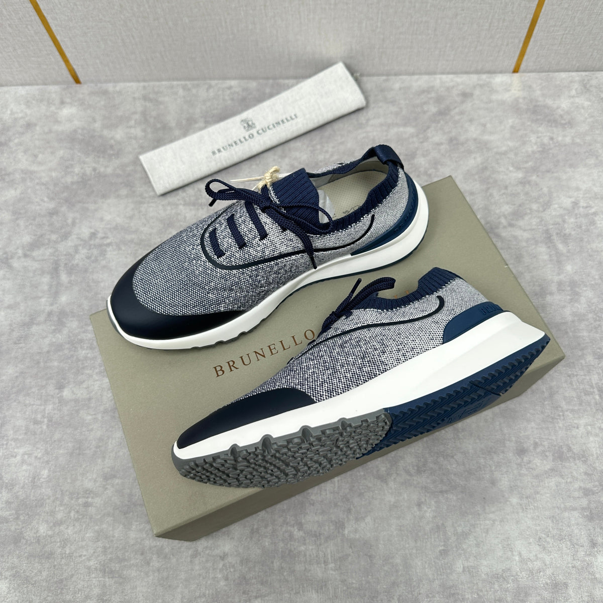 Cream Knit Lug-Sole Runner - Men's