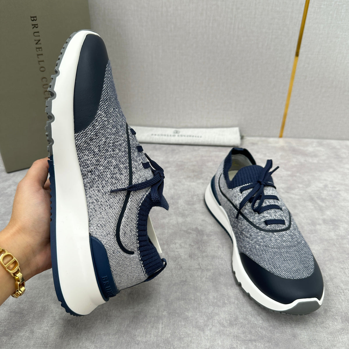 Cream Knit Lug-Sole Runner - Men's