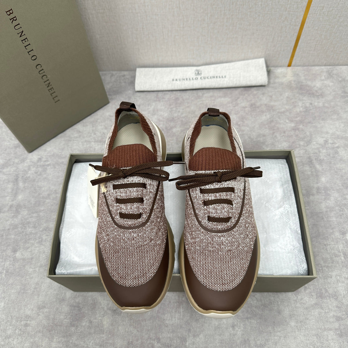 Cream Knit Lug-Sole Runner - Men's