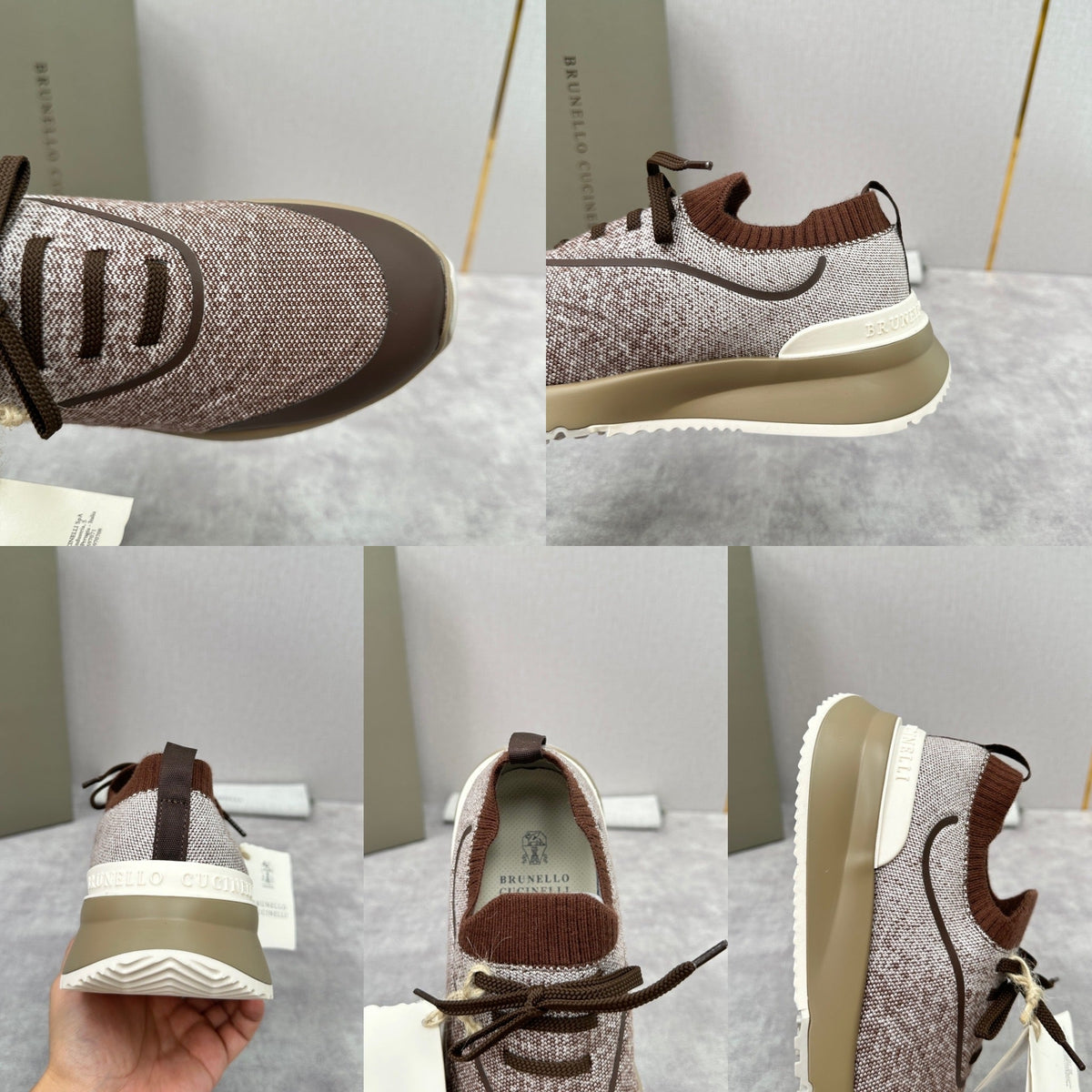 Cream Knit Lug-Sole Runner - Men's