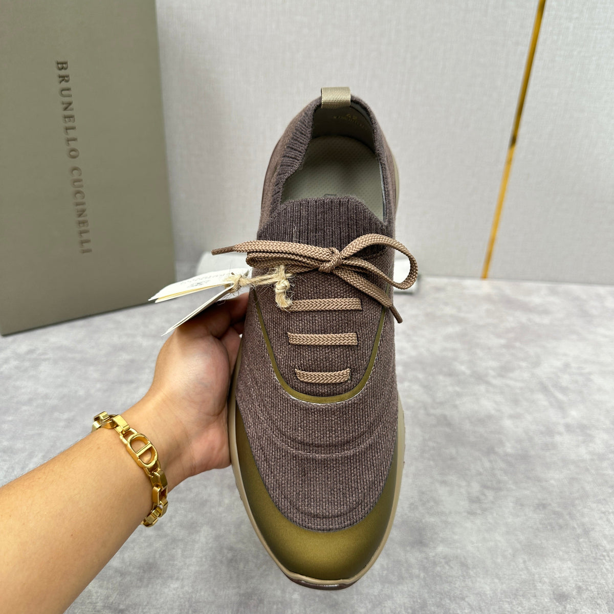Cream Knit Lug-Sole Runner - Men's