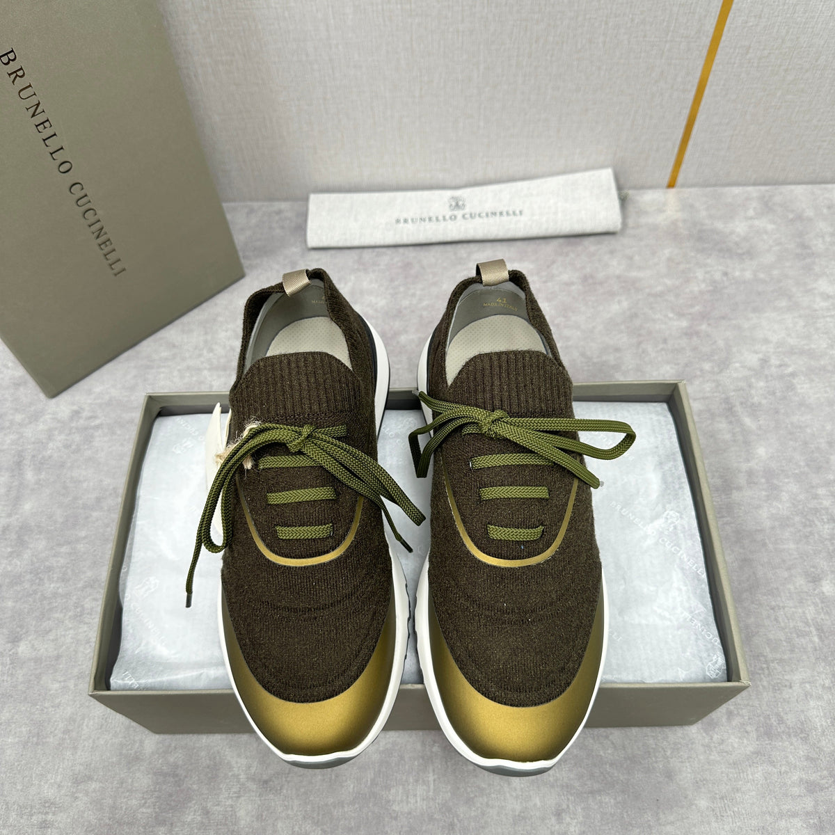 Cream Knit Lug-Sole Runner - Men's