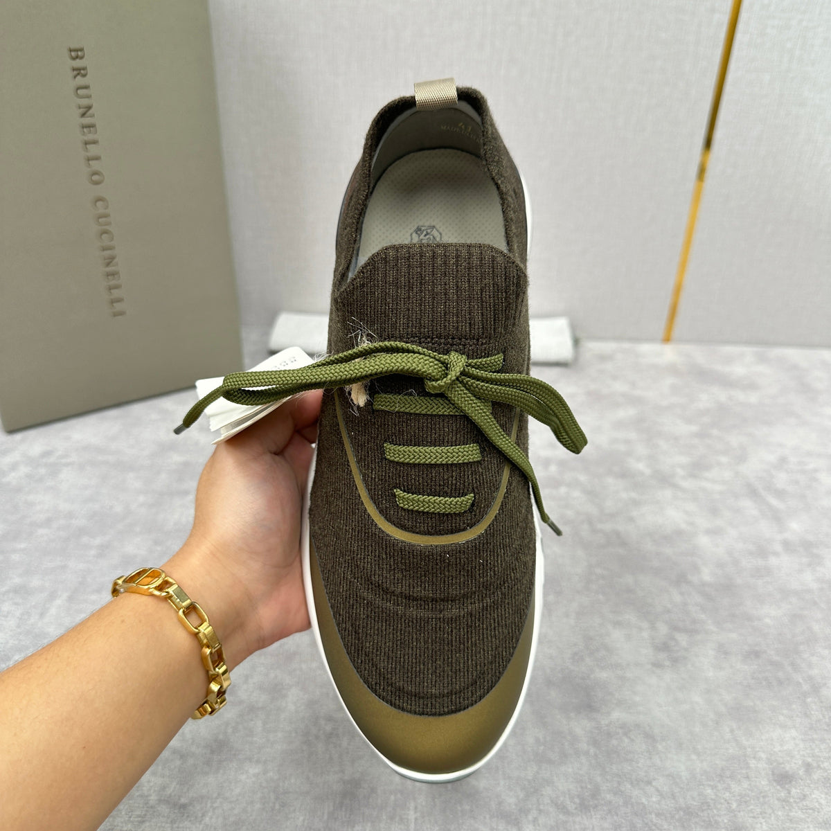 Cream Knit Lug-Sole Runner - Men's