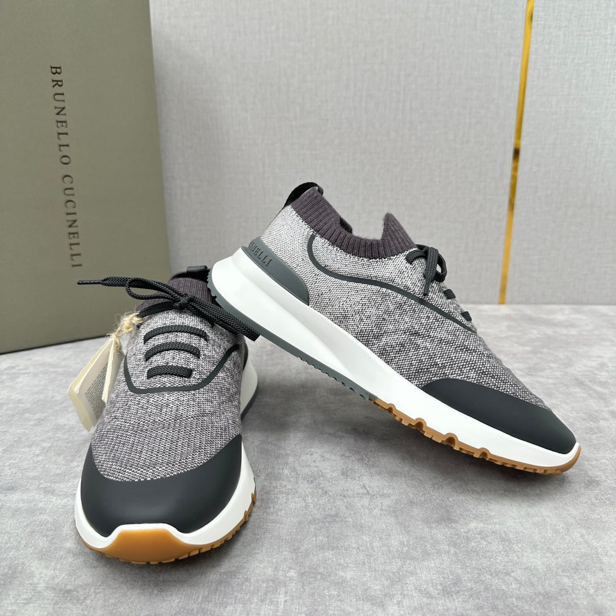 Grey Wool Lug-Sole Runner - Men's