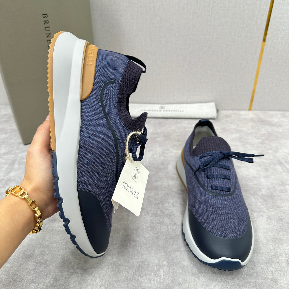 Grey Wool Lug-Sole Runner - Men's