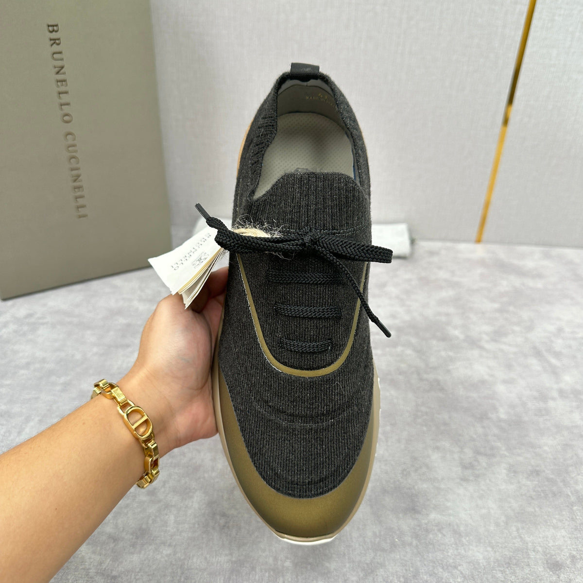 Grey Wool Lug-Sole Runner - Men's