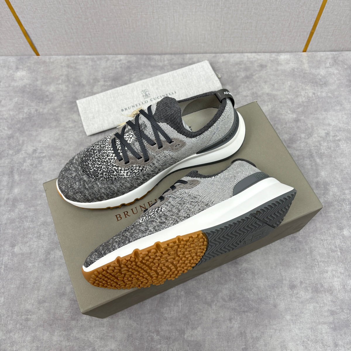 Grey Wool Lug-Sole Runner - Men's