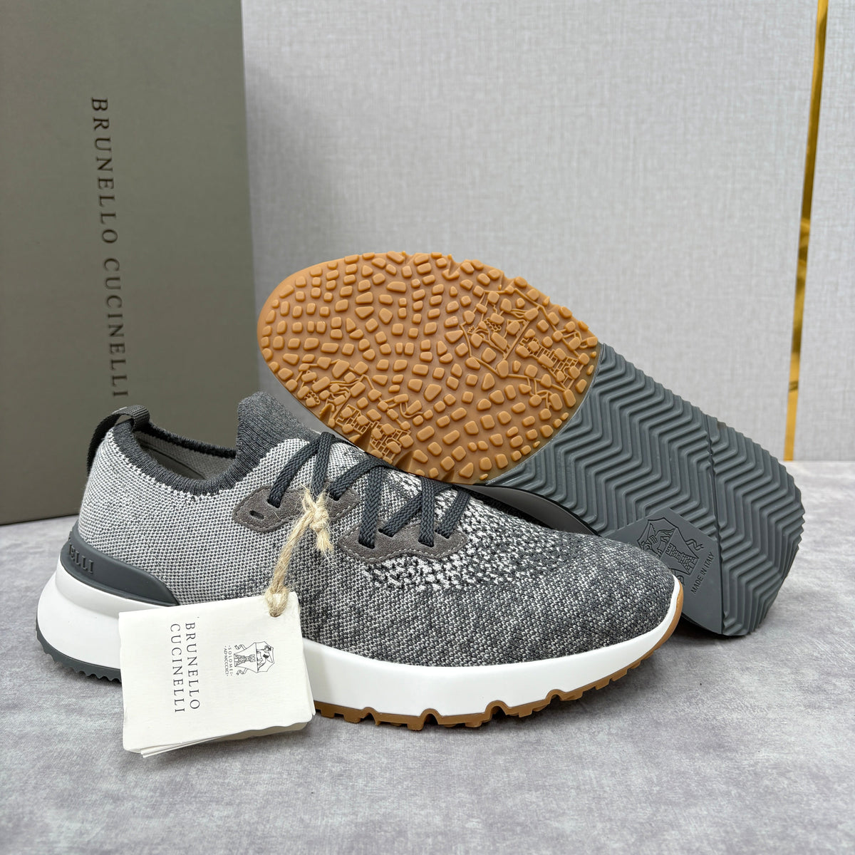Grey Wool Lug-Sole Runner - Men's