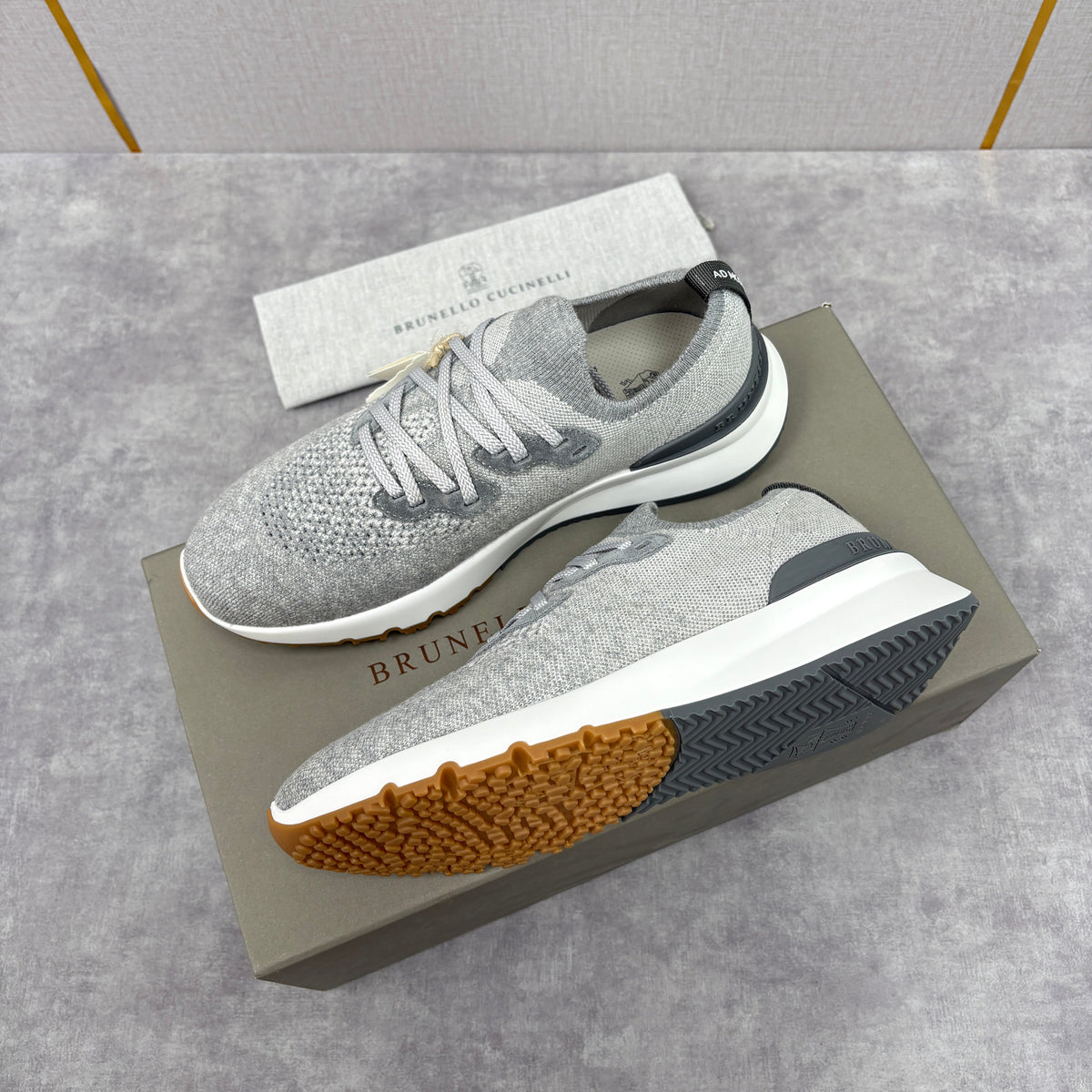 Grey Wool Lug-Sole Runner - Men's