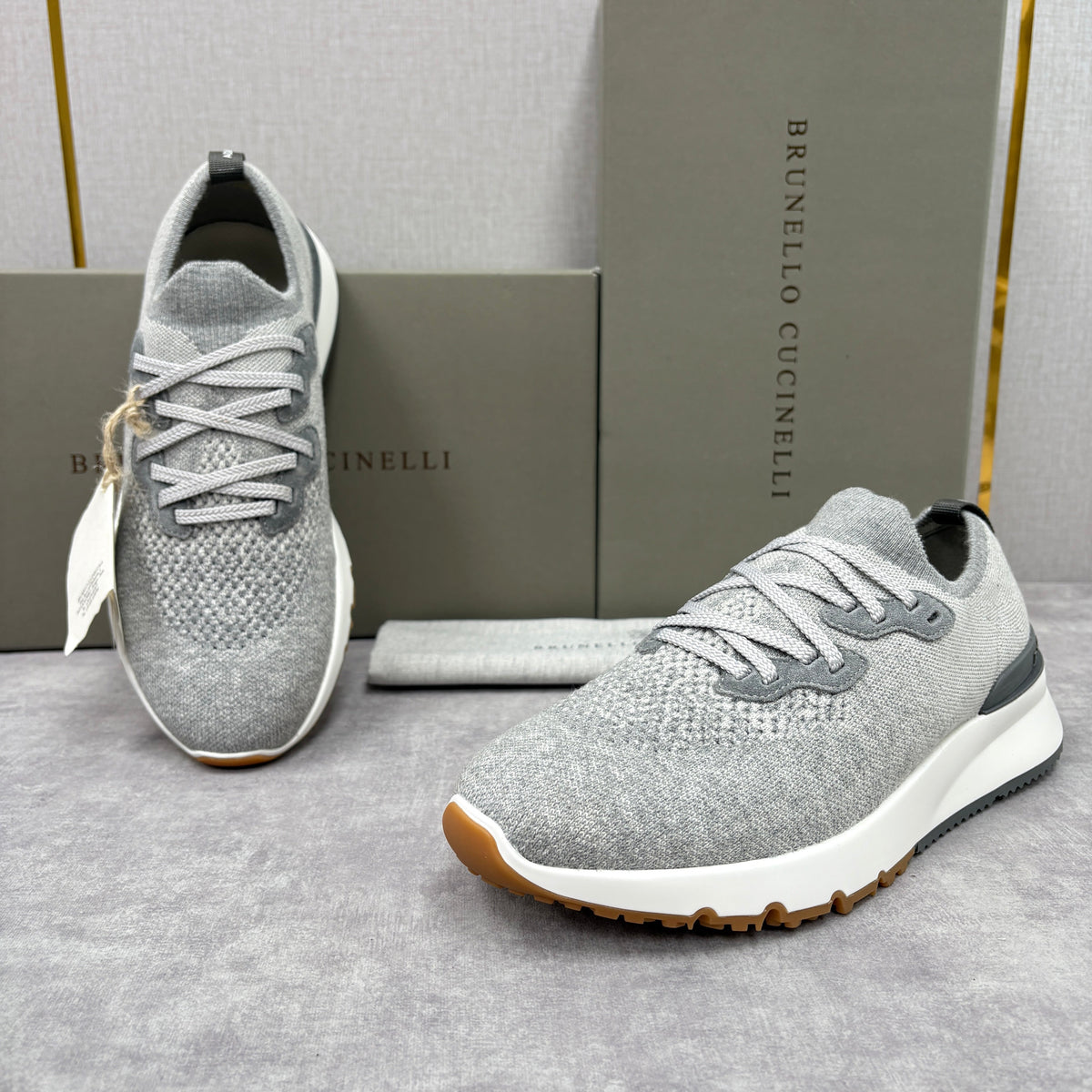 Grey Wool Lug-Sole Runner - Men's