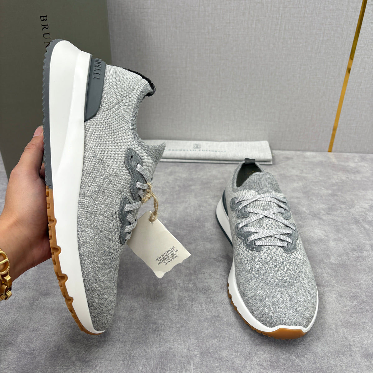 Grey Wool Lug-Sole Runner - Men's