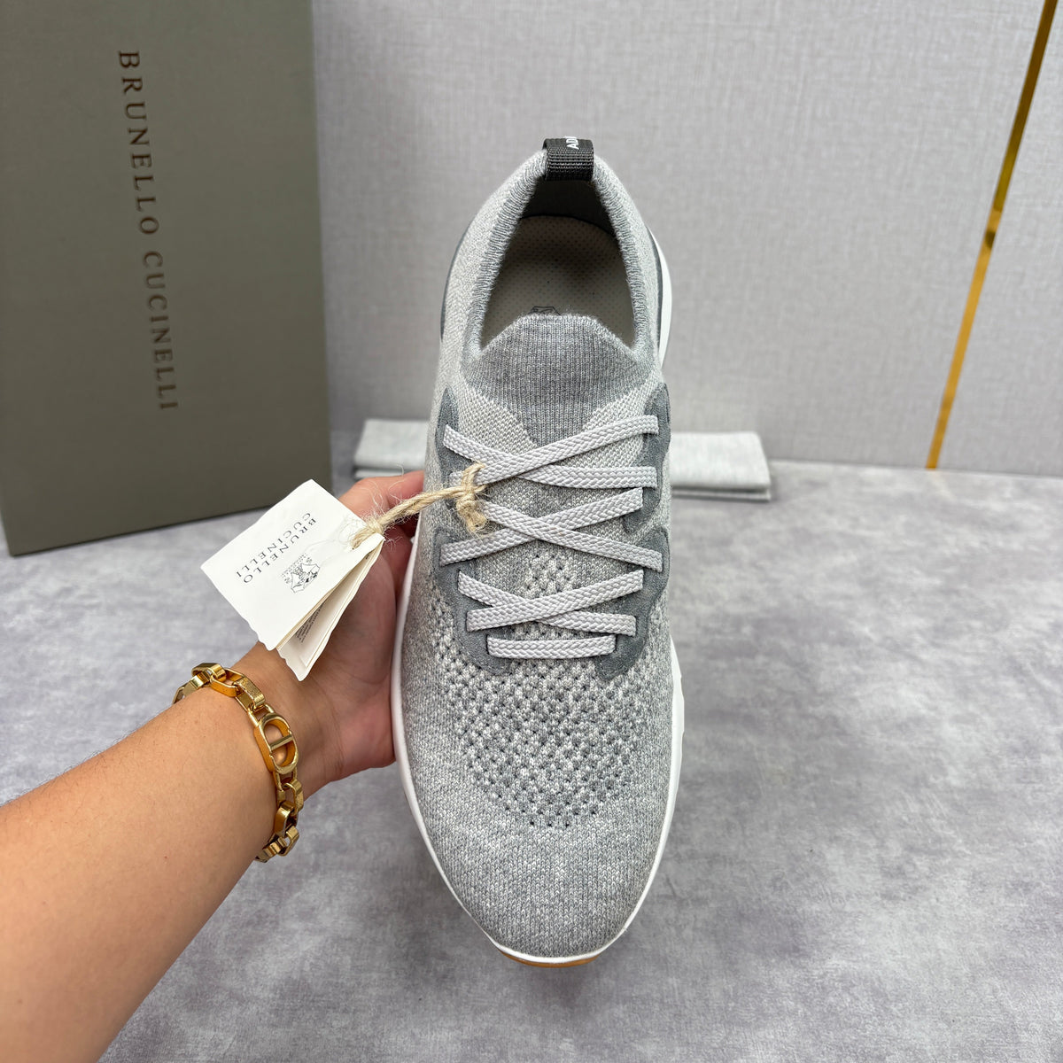 Grey Wool Lug-Sole Runner - Men's