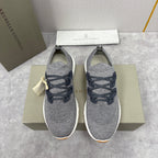 Graue Strick-Sneaker mit Profilsohle – Herren