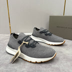 Graue Strick-Sneaker mit Profilsohle – Herren