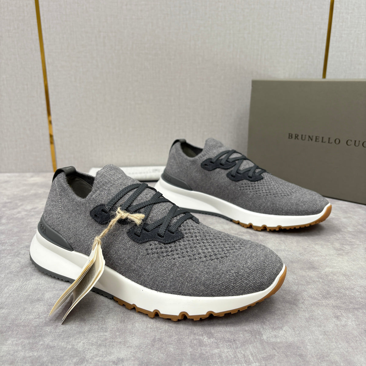 Grey Knit Lug-Sole Runner - Men's