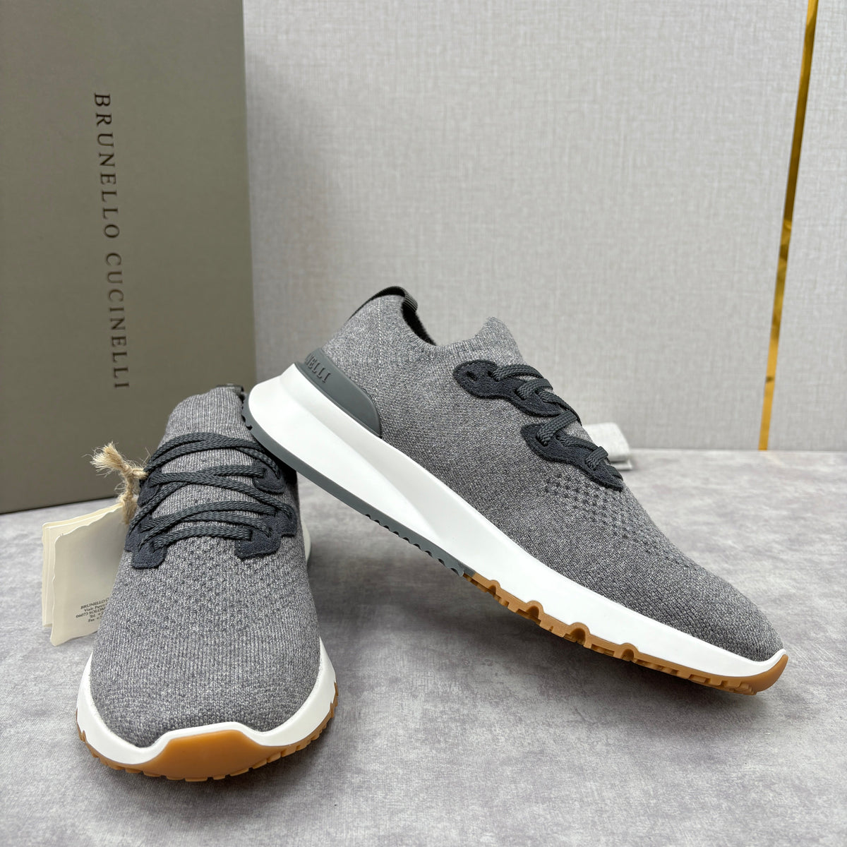Grey Knit Lug-Sole Runner - Men's