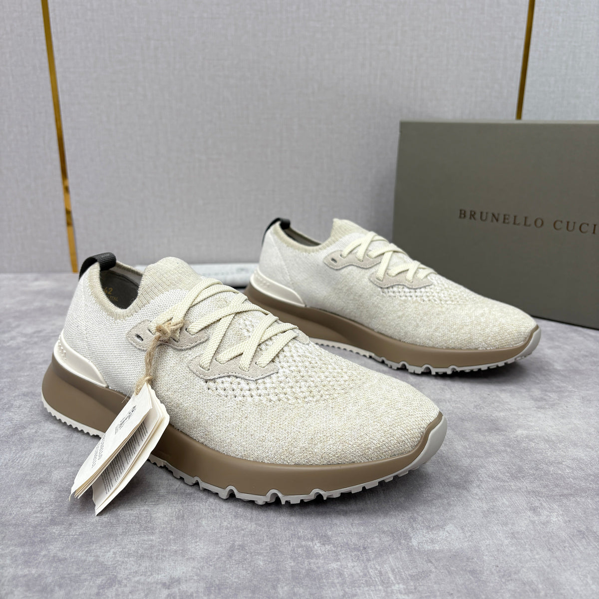 Grey Knit Lug-Sole Runner - Men's